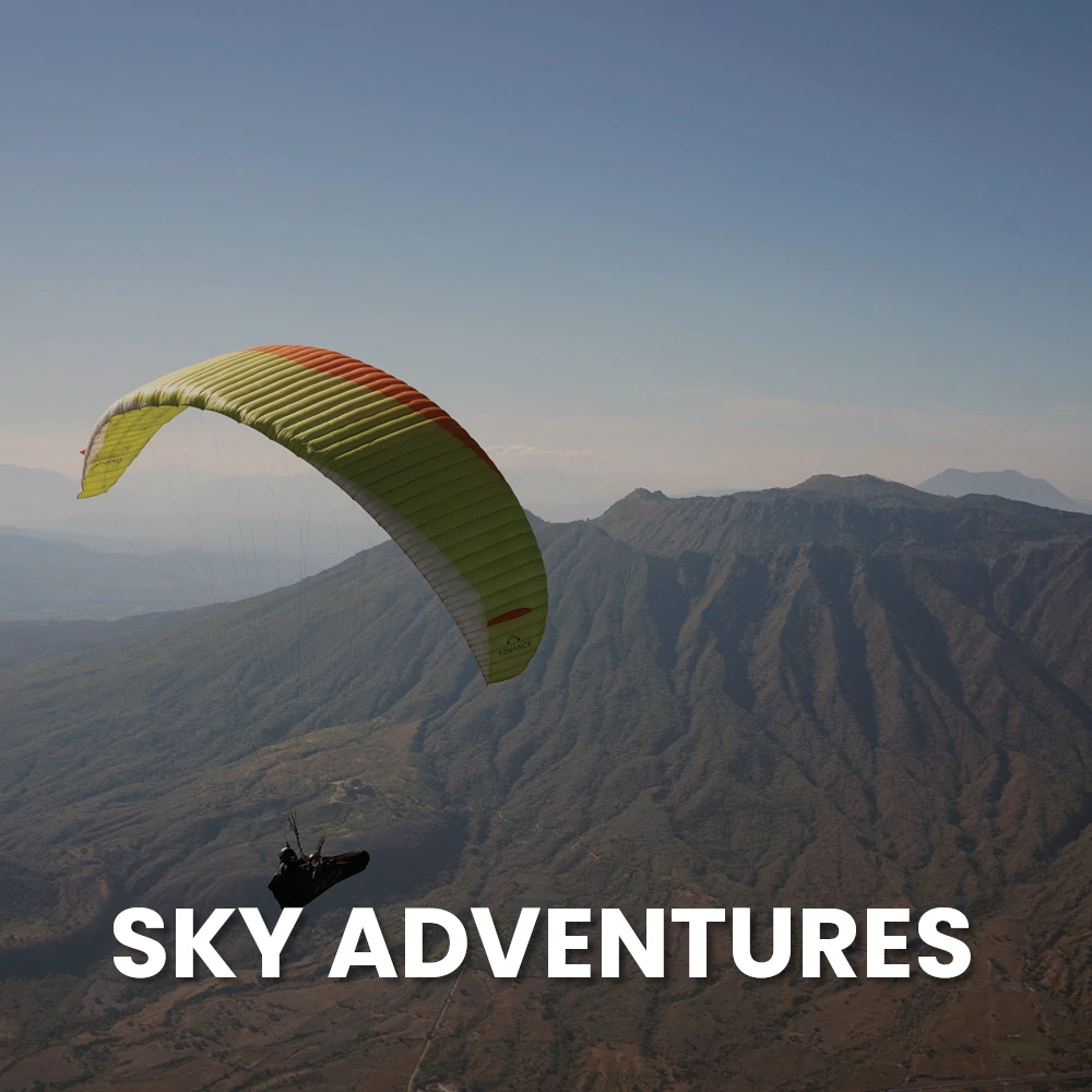 man Paragliding in the sky